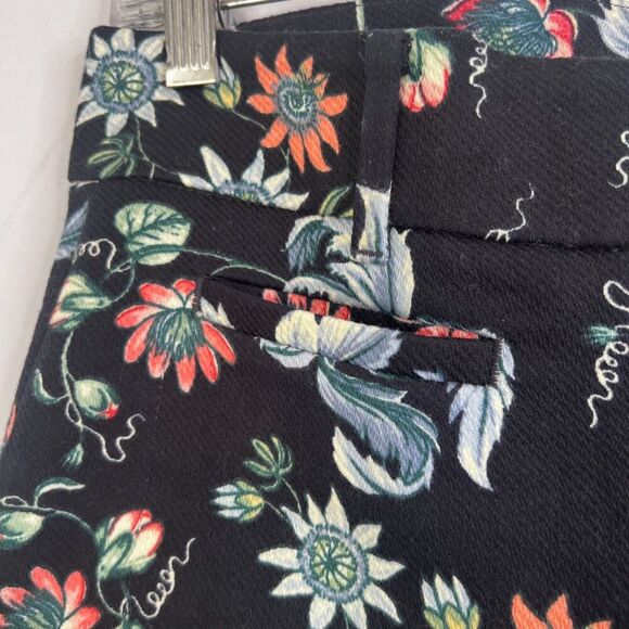 Ann Taylor Navy Floral Print Devin Fit Cotton Ankle Pant Garden Party Size 2/SM - Picture 4 of 11